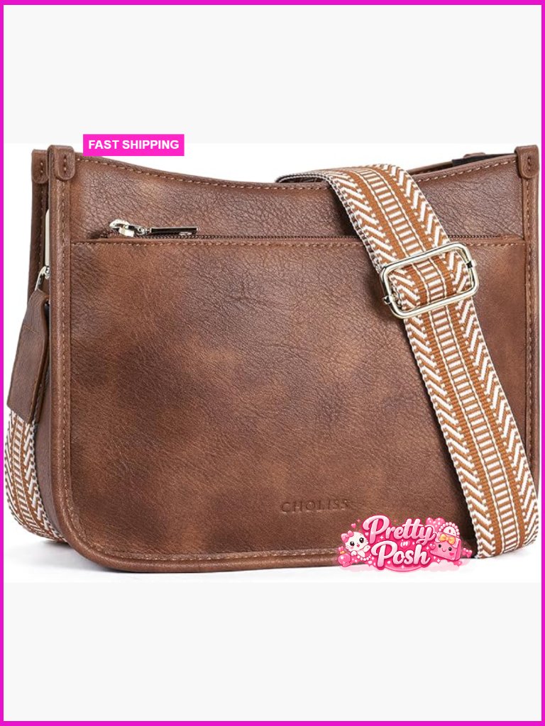 Vegan Leather Crossbody Hobo Bag With Adjustable Strap